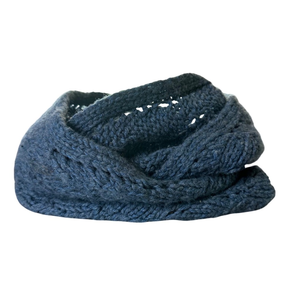 Fisherman Out of Ireland 100% Virgin Merino Wool Infinity Scarf Knit Blue Grey